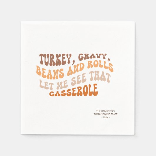 Thanksgiving Friendsgiving Retro papieren servette Servet (Voorkant)