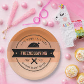 Thanksgiving Friendsgiving Turkey Personalized Papieren Bordje (Feest)