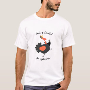 Thanksgiving Fun Cartoon Turkey Custom Text Vegan T-shirt