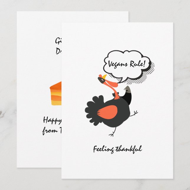 Thanksgiving Fun Turkey Vegan Custom Text Kaart (Voorkant / Achterkant)