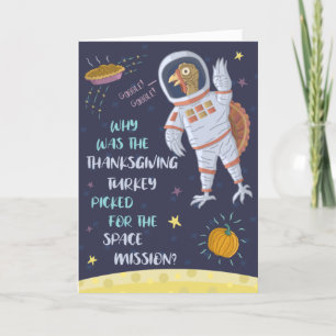 Thanksgiving Funny Astronaut Turkey Joke Space Pun Feestdagen Kaart