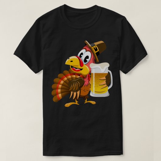 Thanksgiving Funny Beer Turkije T-shirt (Design voorkant)