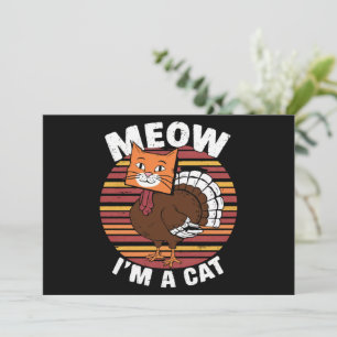 Thanksgiving Funny Turkey Fake Cat Retro Feestdagenkaart