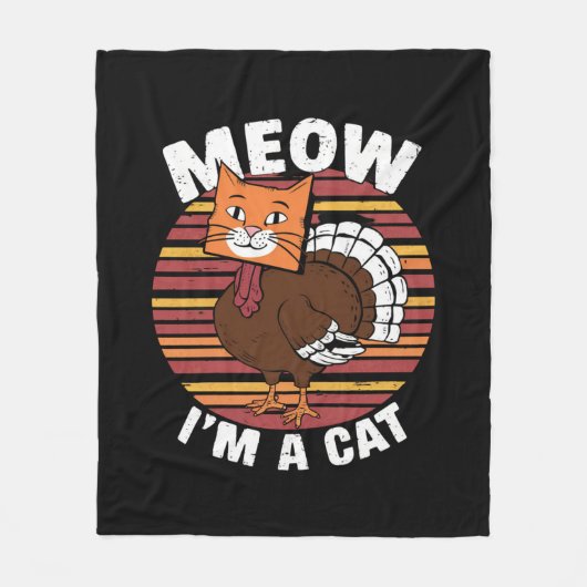 Thanksgiving Funny Turkey Fake Cat Retro Fleece Deken (Voorkant)