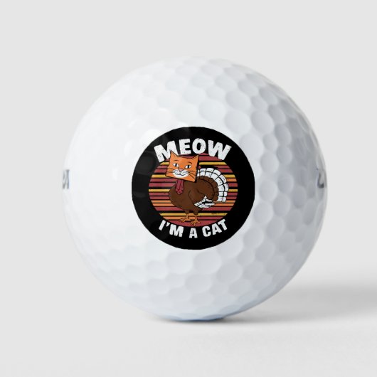 Thanksgiving Funny Turkey Fake Cat Retro Golfballen (Voorkant)