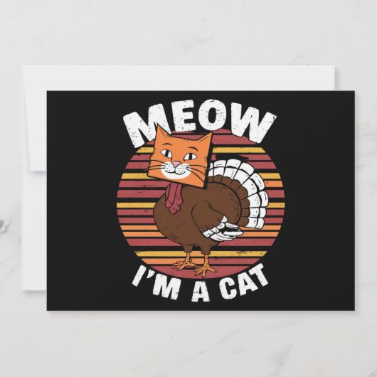 Thanksgiving Funny Turkey Fake Cat Retro Kaart (Voorkant)