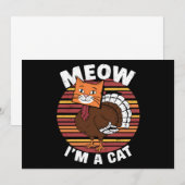Thanksgiving Funny Turkey Fake Cat Retro Kaart (Voorkant / Achterkant)