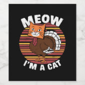 Thanksgiving Funny Turkey Fake Cat Retro Wijn Etiket (Enkel label)
