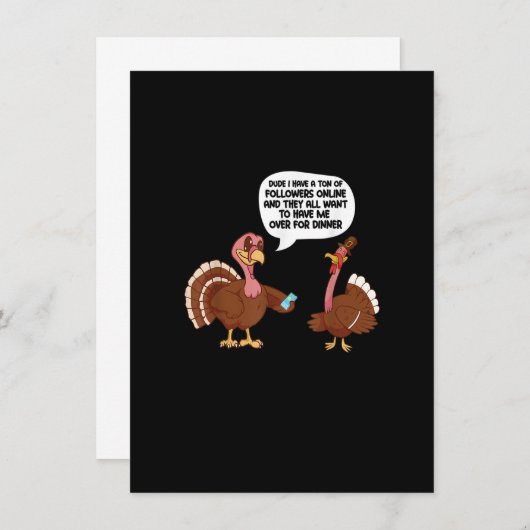 Thanksgiving Funny Turkey Kaart (Voorkant / Achterkant)
