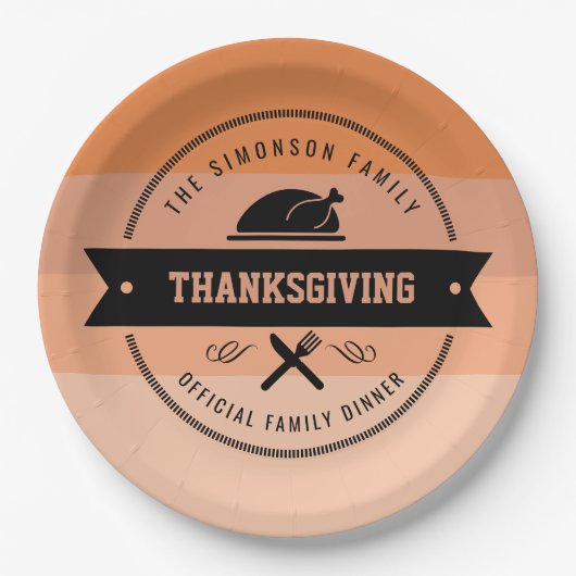 Thanksgiving Funny Turkey Personalized Papieren Bordje (Voorkant)