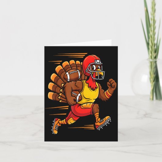 Thanksgiving Funny Turkey Playing Football Men Boy Kaart (Voorkant)