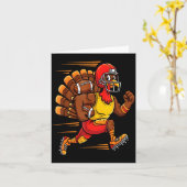 Thanksgiving Funny Turkey Playing Football Men Boy Kaart (Gele Bloem)