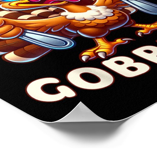 Thanksgiving Funny Turkey Zet je gobbel op Poster (Hoek)