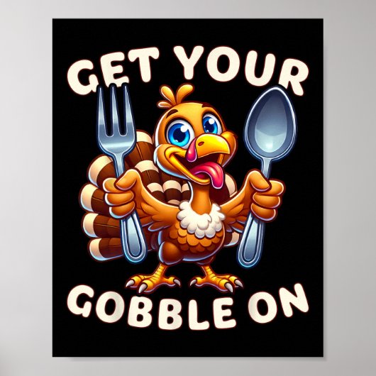 Thanksgiving Funny Turkey Zet je gobbel op Poster (Voorkant)