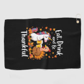Thanksgiving Funny Unicorn Turkey Day Beer Long Sl Golfhanddoek (Horizontaal)