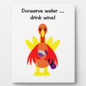 Thanksgiving Funny Wine Drink Turkije Plaque Fotoplaat (Voorkant)