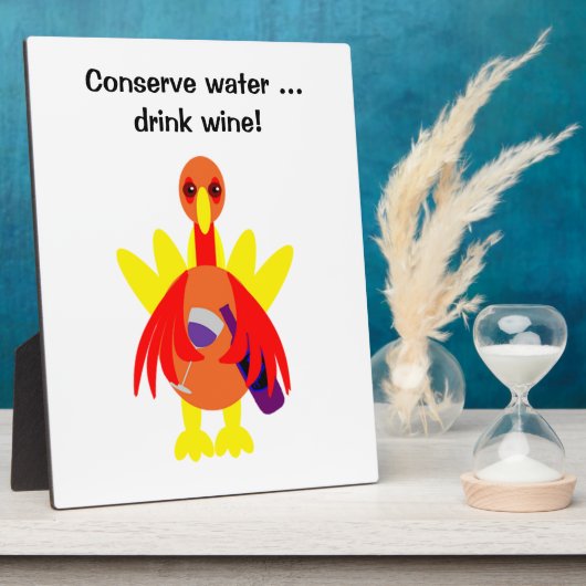 Thanksgiving Funny Wine Drink Turkije Plaque Fotoplaat (Zijkant)
