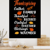 Thanksgiving Gather Familie Poster (Keuken)