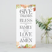 Thanksgiving Gebed Kaart Herfst Bladeren Tafel Dec (Staand voorkant)