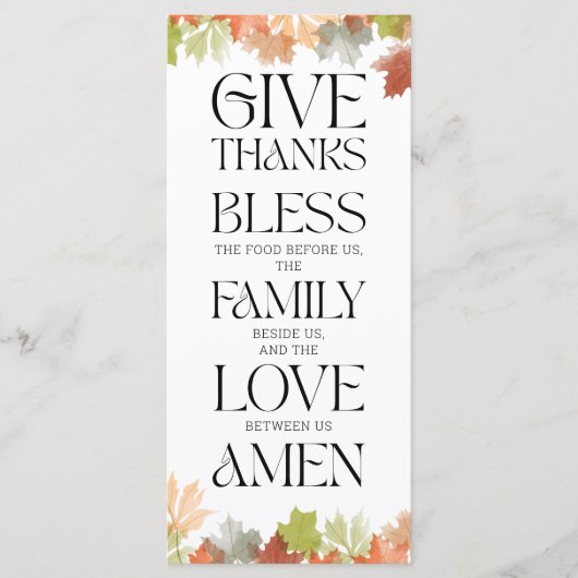 Thanksgiving Gebed Kaart Herfst Bladeren Tafel Dec (Voorkant)