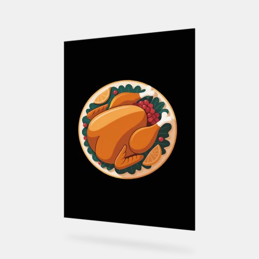 Thanksgiving gebraden Turkije – Feestelijk Feest Acryl Bord (Hoek)