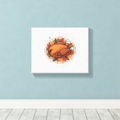 Thanksgiving gebraden Turkije – Feestelijk Feest Canvas Afdruk (Insitu (Houten vloer))