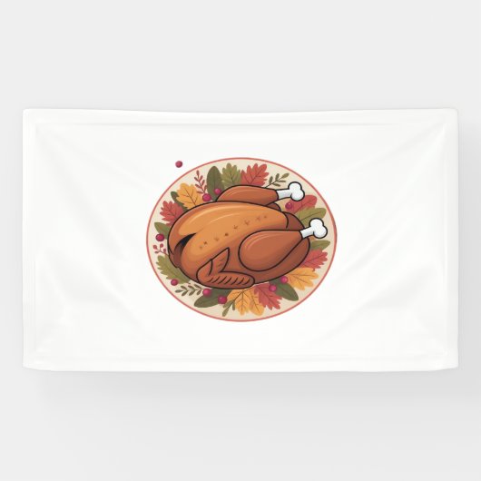 Thanksgiving gebraden Turkije – Feestelijk Feest Spandoek (Horizontaal)