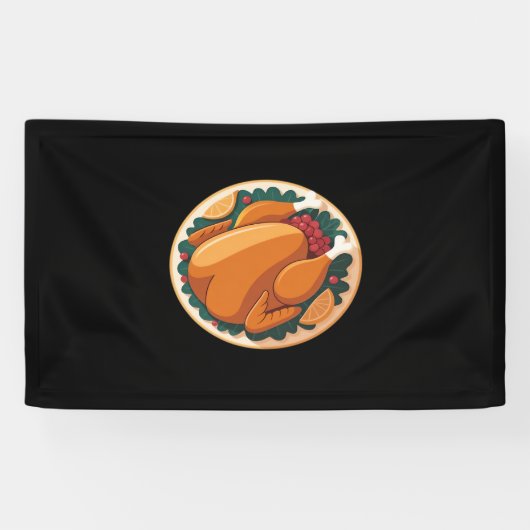 Thanksgiving gebraden Turkije – Feestelijk Feest Spandoek (Horizontaal)