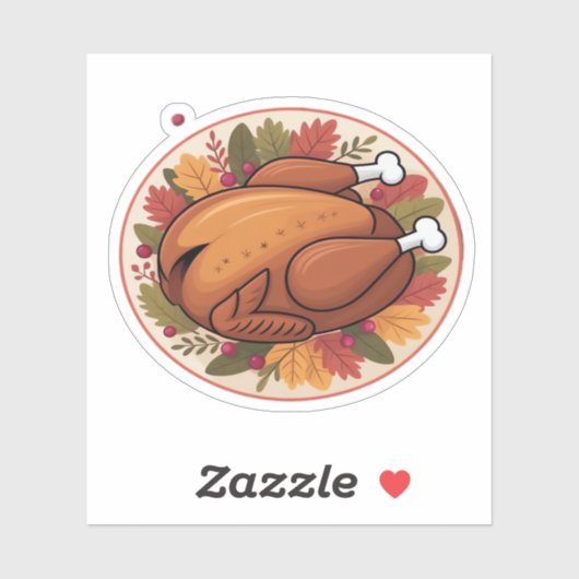 Thanksgiving gebraden Turkije – Feestelijk Feest Sticker (Vel)