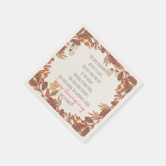 Thanksgiving gedicht. Fijne Thanksgiving. Custom. Servet (Hoek)