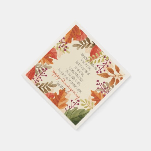 Thanksgiving gedicht. Fijne Thanksgiving. Custom. Servetten (Hoek)