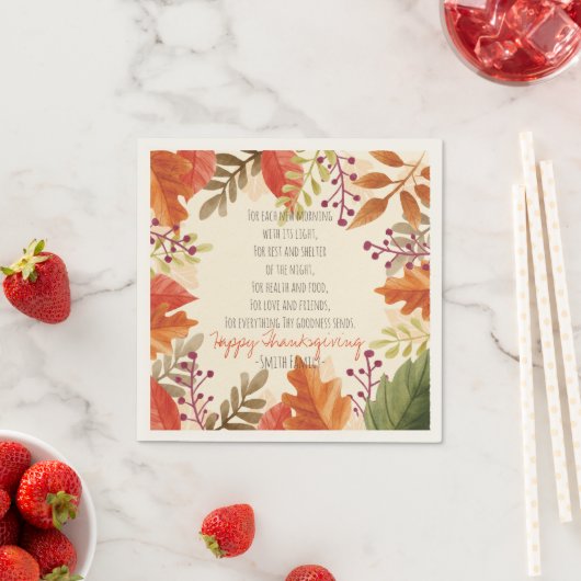 Thanksgiving gedicht. Fijne Thanksgiving. Custom. Servetten (Insitu)