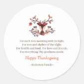 Thanksgiving gedicht land najaar roulerend afvalwa ronde sticker (Voorkant)