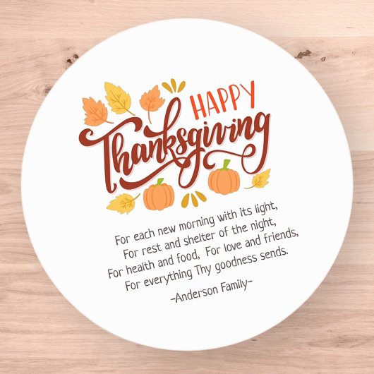 Thanksgiving Gedicht Landelijke Rustieke Pompoen B Ronde Sticker