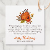 Thanksgiving Gedicht Landelijke Rustieke Pompoen O Bedankjes Labels (Achterkant)