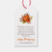 Thanksgiving Gedicht Landelijke Rustieke Pompoen O Cadeaulabel (Voorkant)