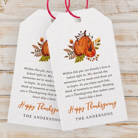 Thanksgiving Gedicht Landelijke Rustieke Pompoen O Cadeaulabel