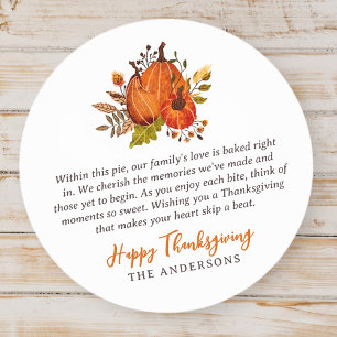Thanksgiving Gedicht Landelijke Rustieke Pompoen O Ronde Sticker