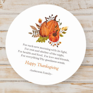 Thanksgiving Gedicht Landelijke Rustieke Pompoen O Ronde Sticker