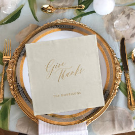 Thanksgiving Geef bedankt Gold Script-familienaam Folie Servetten