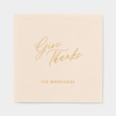Thanksgiving Geef bedankt Gold Script-familienaam Folie Servetten (Voorkant)