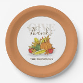 Thanksgiving Geef Bedankt groen Papieren Bordje (Voorkant)