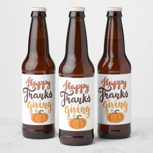 Thanksgiving Geef Bedankt met pompoen Bier Etiket (Flessen)
