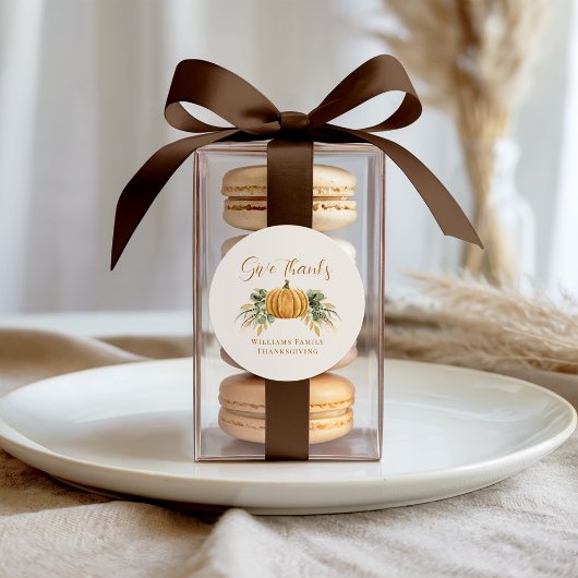 Thanksgiving Geef Bedankt Oranje pompoen Ronde Sticker