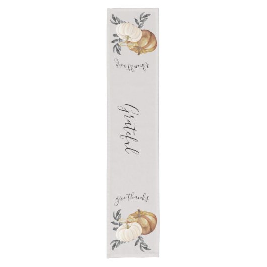 Thanksgiving "Geef Bedankt" Pompoen Dankbaar Korte Tafelloper (Voorkant)