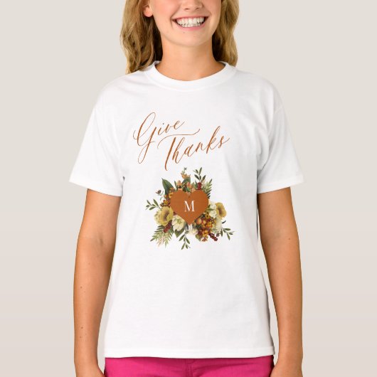 Thanksgiving Geef bedankt Script Fall verlaat kind T-shirt (Voorkant)