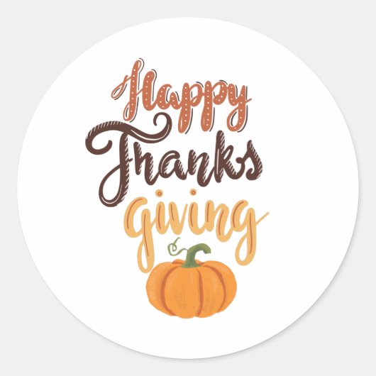 Thanksgiving Geef Dank lettering pompoen Ronde Sticker (Voorkant)