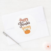 Thanksgiving Geef Dank lettering pompoen Ronde Sticker (Envelop)