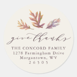 Thanksgiving geeft bedankt in de herfst adres ronde sticker
