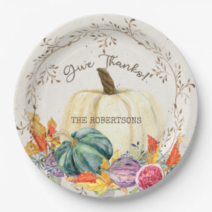 Thanksgiving geeft Bedankt pompoen Harvest Leaves Papieren Bordje